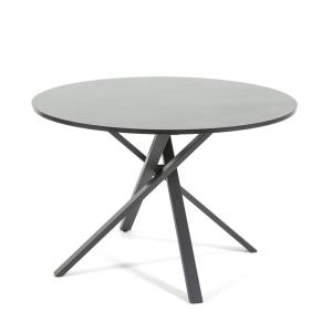 Table ronde ⌀110 cm avec pieds en métal et plateau effet gr…