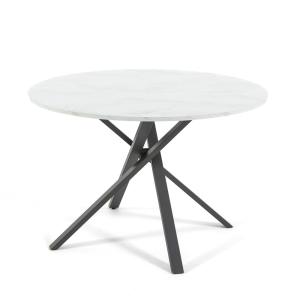 Table ronde ⌀110 cm avec pieds en métal et plateau effet ma…