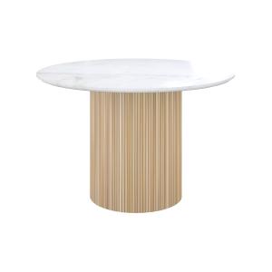 Table ronde 4 personnes en marbre blanc et bois de manguier…