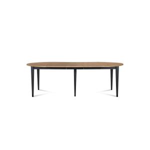 Table ronde 6 pieds fuseau D105   3 rallonges bois noir