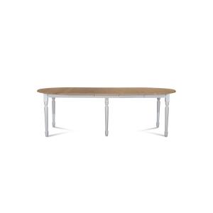 Table ronde 6 pieds tournés 115 cm   3 rallonges bois
