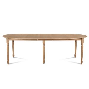 Table ronde 6 pieds tournés D115   3 rallonges bois chêne