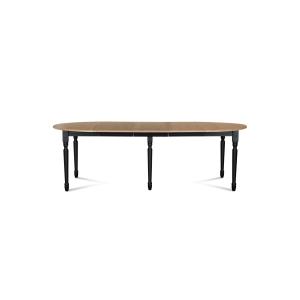 Table ronde 6 pieds tournés D115   3 rallonges bois noir