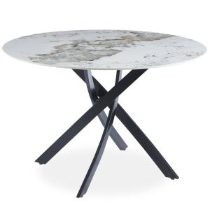 Table ronde bangui 120cm céramique effet marbre blanc et pi…