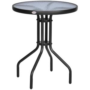 Table ronde bistro de jardin métal époxy noir plateau verre…