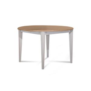 Table ronde bois D115 cm avec 1 allonge et Pieds fuseau bla…