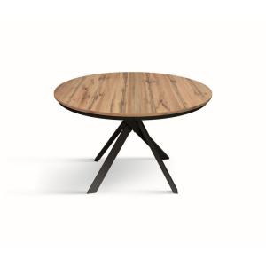 Table ronde en chêne rustique, pieds en métal anthracite 12…