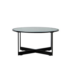 Table ronde en fer et verre noir