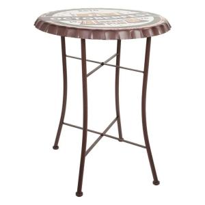 Table ronde en métal marron d60x71h