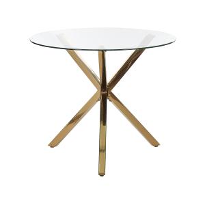 Table ronde en verre avec pieds dorés 90 cm