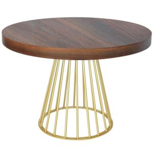 Table ronde extensible bois noisette pieds or