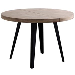 Table ronde extensible en bois foncé pieds acier noir D120