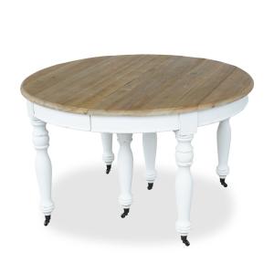 Table ronde extensible en bois massif blanc 12 personnes