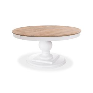 Table ronde extensible en bois massif bois et pied blanc 6…