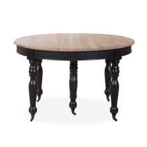 Table ronde extensible en bois massif noir 12 personnes