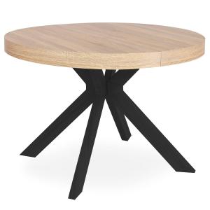 Table ronde extensible noir et chêne clair