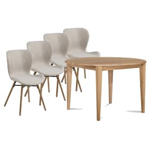 Table ronde extensible pieds fuseau D105   4 chaises tissu…