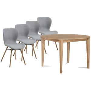 Table ronde extensible pieds fuseau D105   4 chaises tissu…