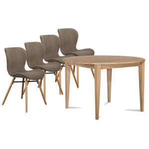 Table ronde extensible pieds fuseau D105   4 chaises tissu…