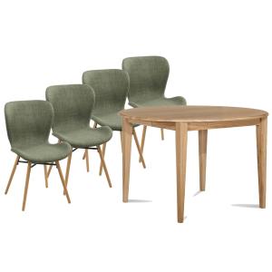 Table ronde extensible pieds fuseau D105   4 chaises tissu…