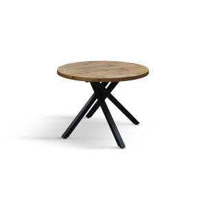 Table ronde, finition chêne, pieds noirs, Ø100xH75-140x100x…