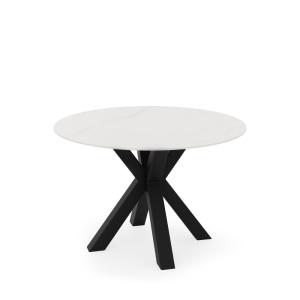 Table ronde fixe 120 plateau blanc et pieds noirs