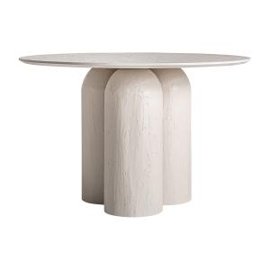 Table salon en bois de mangue blanc cassé 120x120x76 cm