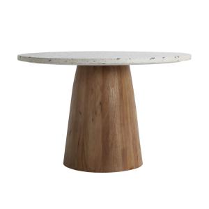 Table salon en terrazzo blanc  en 120x120x76 cm