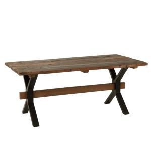 Table vintage en bois marron foncé 89 x 180
