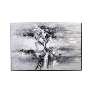 Tableau à l'huile en bois en nuances de gris, 150x150 cm