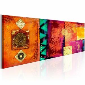 Tableau abstraction orange 120 x 40 cm