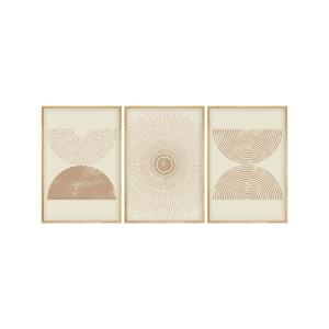 Tableau abstrait beige – formes rondes, cadre (lot de 3)