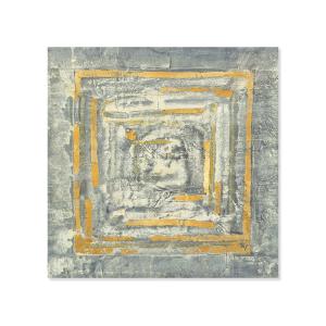Tableau Abstrait d'or et de blanc imprimé sur toile 100x100…
