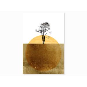 Tableau abstrait Golden ocean imprimé sur toile 30x45cm