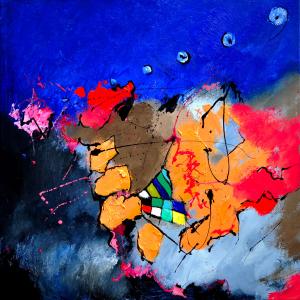 Tableau abstrait jeu de couleurs imprimé sur toile 100x100…