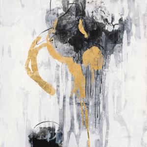 Tableau abstrait pluie dorée imprimé sur toile 50x50 cm