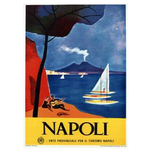 Tableau affiche touristique vintage Napoli 50x70cm