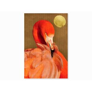 Tableau animaux Flamants et soleil d'or imprimé sur toile 3…