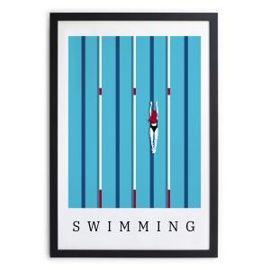 Tableau avec cadre noir 40x30 Affiche de Natation