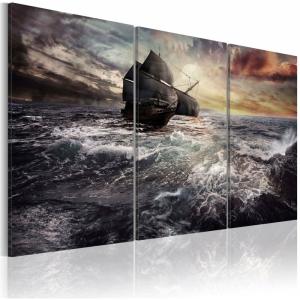 Tableau bateau seul en mer 120 x 80 cm