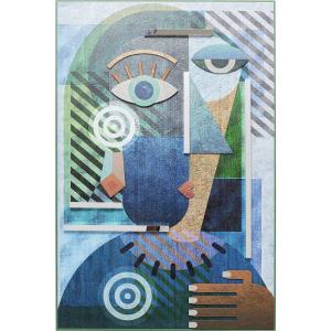 Tableau bleu femme abstraite 100x150