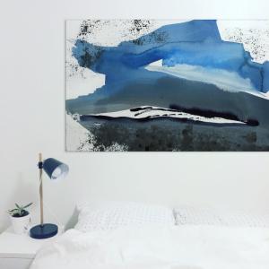 Tableau blue waves 03 en toile imprimée, 200x110 cm