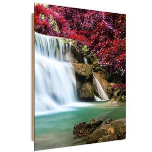 Tableau bois cascade nature paysage 80 x 120 cm