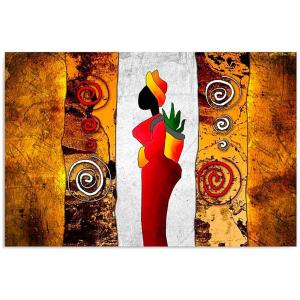 Tableau bois colore dame 120 x 80 cm