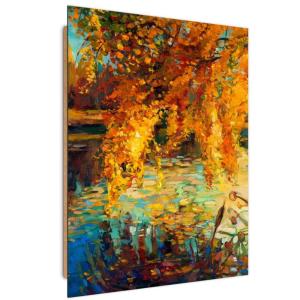 Tableau bois laisse lac nature 80 x 120 cm