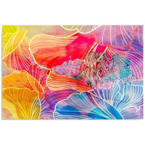 Tableau bois lotus abstrait 120 x 80 cm