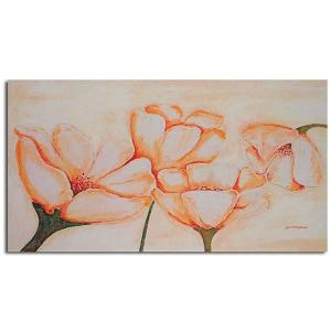 Tableau bois lumineux fleurs orange 120 x 80 cm