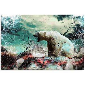 Tableau bois ours blanc 120 x 80 cm