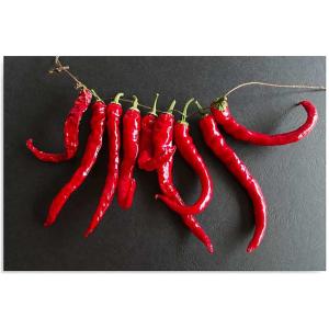 Tableau bois piments 120 x 80 cm