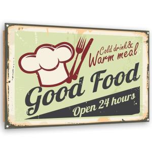 Tableau bois retro - bonne bouffe 120 x 80 cm